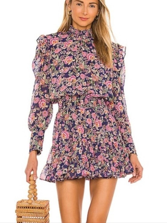 Misa Los Angeles Dresses & Skirts - Revolve Misa Gianna Floral Long Sleeve Boho Romantic Mini Dress Size M
